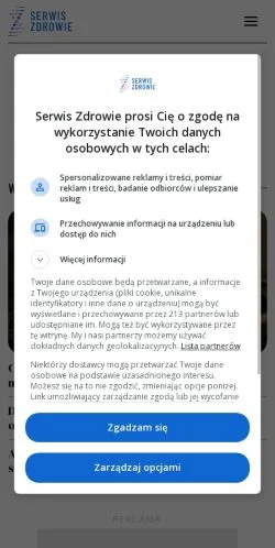 Pré-visualização do site Serwis Zdrowie, meio de Polônia para artigos patrocinados