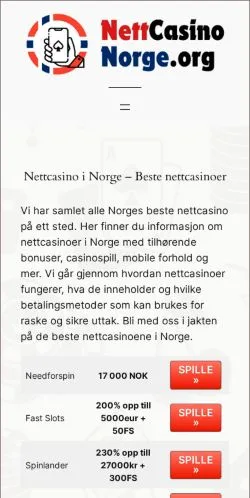 Podgląd witryny Nettcasinonorge.org, medium z kraju Szwecja do artykułów sponsorowanych