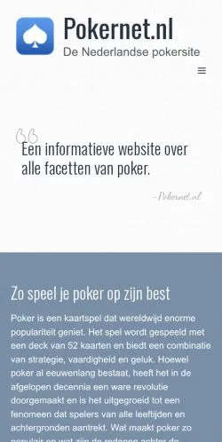 Anteprima del sito Pokernet, media di Paesi Bassi per articoli sponsorizzati