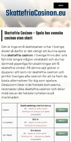 Anteprima del sito Skattefria Casino, media di Svezia per articoli sponsorizzati