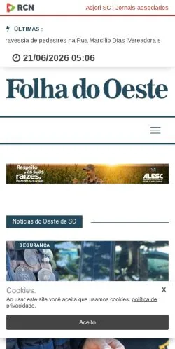 Anteprima del sito Folha do Oeste, media di Brasile per articoli sponsorizzati