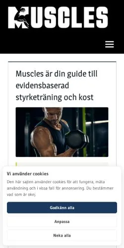 Podgląd witryny Muscles, medium z kraju Szwecja do artykułów sponsorowanych