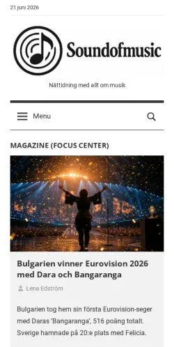 Anteprima del sito Sound of Music, media di Svezia per articoli sponsorizzati