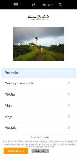 スポンサード記事向けのスペインメディア、Wander On Worldのサイトプレビュー