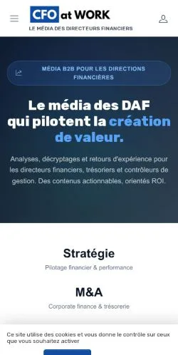Preview of the CFO at WORK website, a media outlet in France for sponsored articles