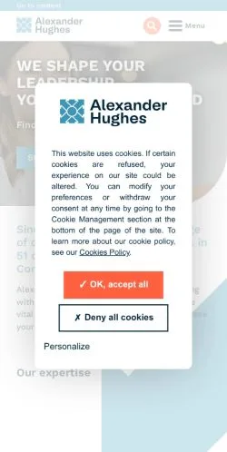 Anteprima del sito Alexander Hughes, media di Stati Uniti per articoli sponsorizzati