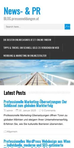 Anteprima del sito Pressemeldungen.at Blog, media di Austria per articoli sponsorizzati