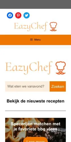 Vista previa del sitio EazyChef, medio de Países Bajos para artículos patrocinados