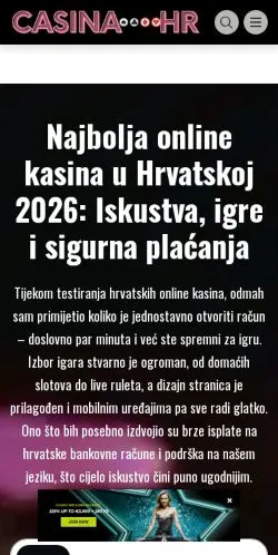 Podgląd witryny Online Casino, medium z kraju Chorwacja do artykułów sponsorowanych