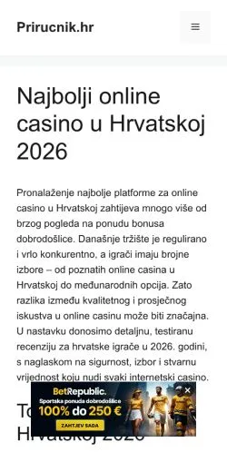 Podgląd witryny Prirucnik, medium z kraju Chorwacja do artykułów sponsorowanych