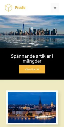 Förhandsvisning av webbplatsen Prodis, medium i Sverige för sponsrade artiklar