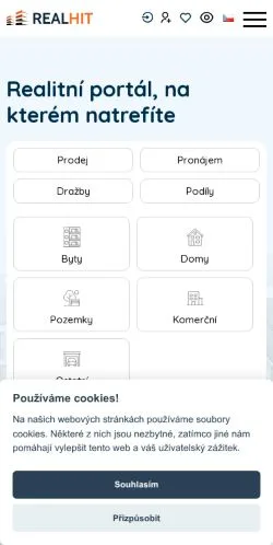 Podgląd witryny RealHit, medium z kraju Czechy do artykułów sponsorowanych