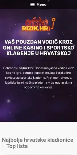 Aperçu du site Rizik, média de Croatie pour articles sponsorisés