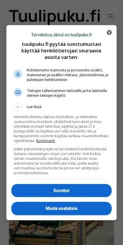 Podgląd witryny Tuulipuku, medium z kraju Finlandia do artykułów sponsorowanych