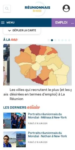 スポンサード記事向けのフランスメディア、Réunionnais du Mondeのサイトプレビュー