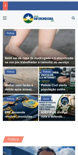 Vista previa del sitio Jornal Inforondonia, medio de Brasil para artículos patrocinados