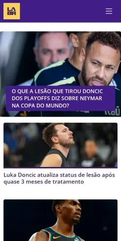 Podgląd witryny Lakers Brasil, medium z kraju Brazylia do artykułów sponsorowanych