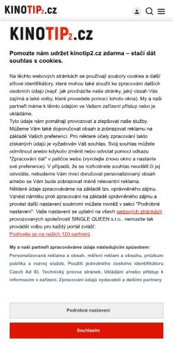 Anteprima del sito KINOTIP2, media di Cechia per articoli sponsorizzati