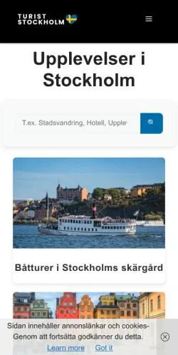 スポンサード記事向けのスウェーデンメディア、Turist Stockholmのサイトプレビュー