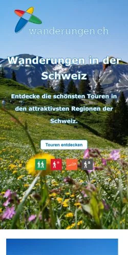 Podgląd witryny Wanderungen in der Schweiz, medium z kraju Szwajcaria do artykułów sponsorowanych