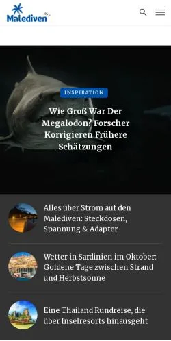 Podgląd witryny Malediven und Reisemagazin, medium z kraju Niemcy do artykułów sponsorowanych
