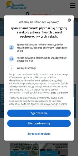 Podgląd witryny Spanie Na Mazurach, medium z kraju Polska do artykułów sponsorowanych