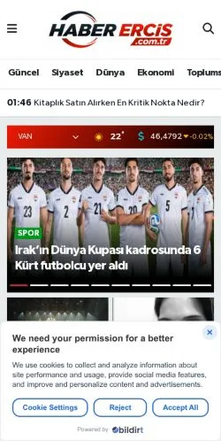 스폰서 기사용 튀르키예 매체 Erciş Haber 사이트 미리보기