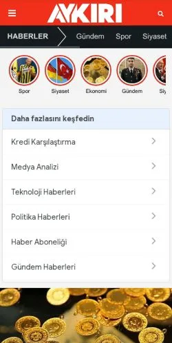 Vista previa del sitio Aykiri, medio de Turquía para artículos patrocinados