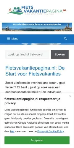 스폰서 기사용 네덜란드 매체 Fietsvakantie Pagina 사이트 미리보기