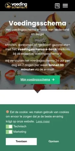 Podgląd witryny Voedingsschema, medium z kraju Holandia do artykułów sponsorowanych