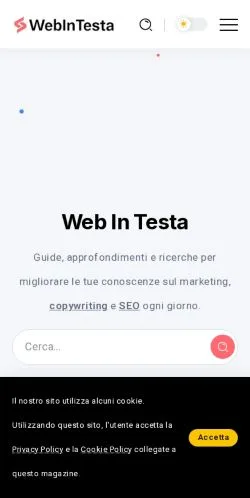 Vista previa del sitio Web In Testa, medio de Italia para artículos patrocinados