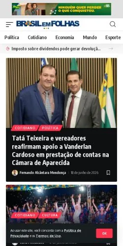 Podgląd witryny Brasil em Folhas, medium z kraju Brazylia do artykułów sponsorowanych