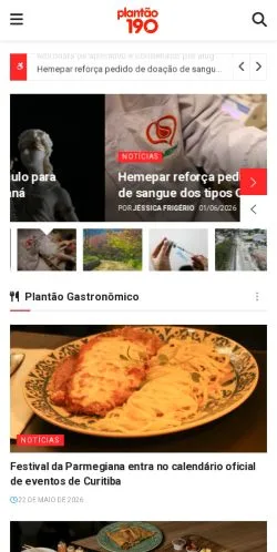 스폰서 기사용 브라질 매체 Plantão 190 사이트 미리보기