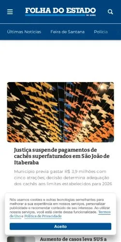 Anteprima del sito Folha do Estado da Bahia, media di Brasile per articoli sponsorizzati