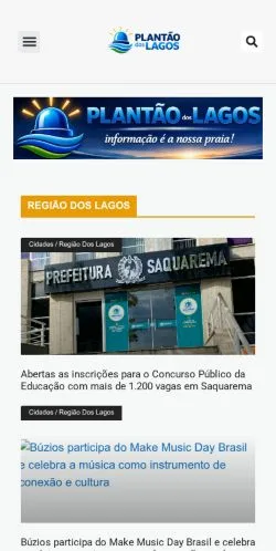 스폰서 기사용 브라질 매체 Plantão Dos Lagos 사이트 미리보기
