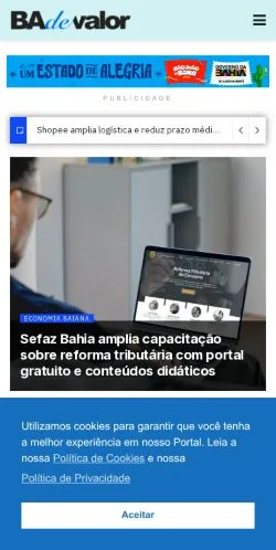 スポンサード記事向けのブラジルメディア、BA de Valorのサイトプレビュー