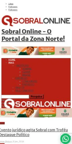 스폰서 기사용 브라질 매체 Sobral Online 사이트 미리보기