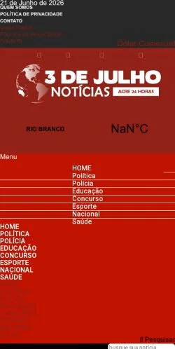 스폰서 기사용 브라질 매체 3 de Julho Notícias 사이트 미리보기