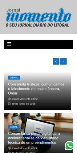 Anteprima del sito Jornal Momento, media di Brasile per articoli sponsorizzati