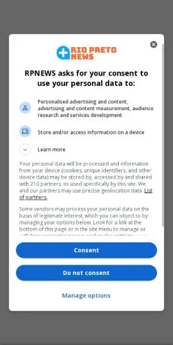 Vista previa del sitio RPNEWS, medio de Brasil para artículos patrocinados
