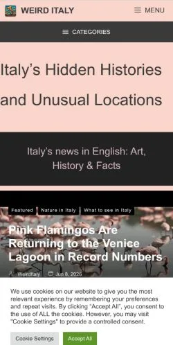 スポンサード記事向けのアメリカ合衆国メディア、Weird Italyのサイトプレビュー