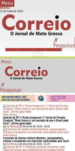 Anteprima del sito Correio De Mato Grosso, media di Brasile per articoli sponsorizzati