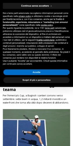 Pré-visualização do site Sport e Finanza, meio de Itália para artigos patrocinados