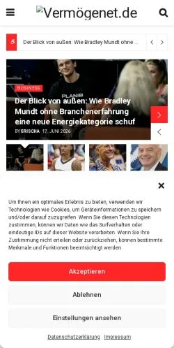 Anteprima del sito VermögeNET, media di Germania per articoli sponsorizzati