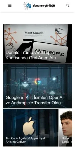 Vista previa del sitio Donanım Günlüğü, medio de Turquía para artículos patrocinados