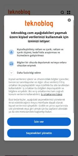 Pré-visualização do site Teknoblog, meio de Turquia para artigos patrocinados