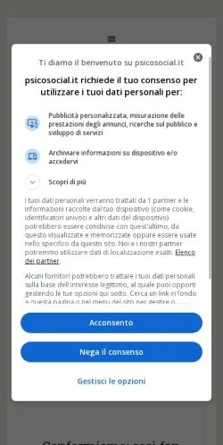 Podgląd witryny PsicoSocial, medium z kraju Włochy do artykułów sponsorowanych