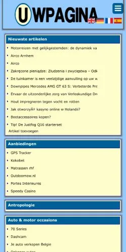 Anteprima del sito Uwpagina, media di Paesi Bassi per articoli sponsorizzati