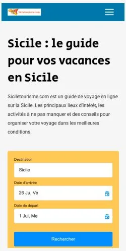 Anteprima del sito Sicile Tourisme, media di Francia per articoli sponsorizzati