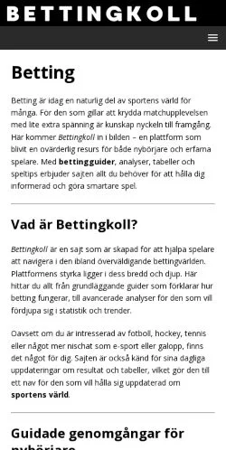 Anteprima del sito Bettingkoll, media di Svezia per articoli sponsorizzati